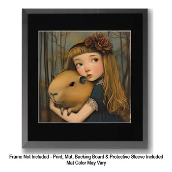Girl with Siamese Cats: Big Eyes, Low Brow, High Brow Art Wall Prints 8"x10" for 11" x 14" Frames