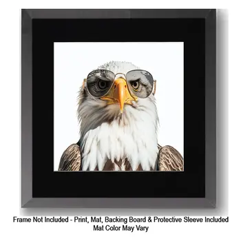 Eagle Wearing Sunglasses 8”x10” Art Print for an 11" x 14" Frame