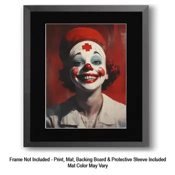Emily the Nurse Clown - Clown Low Brow Wall Art Prints - 8"x10" Art Print for 11"x14" Frame