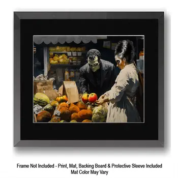 The Frankenstein's Shopping - Monster Art Prints – 8″x10″ Artwork for 11″x14″ Frame