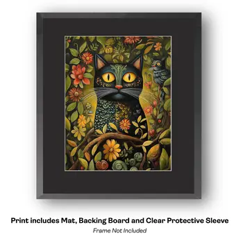 Folk Art Proud Rooster - Folk Art Prints – 8″x10″ Artwork in 11″x14″ Mat