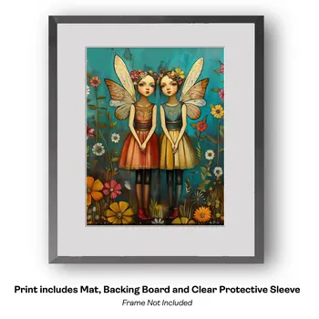 Folk Art Proud Rooster - Folk Art Prints – 8″x10″ Artwork in 11″x14″ Mat