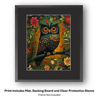 Folk Art Proud Rooster - Folk Art Prints – 8″x10″ Artwork in 11″x14″ Mat