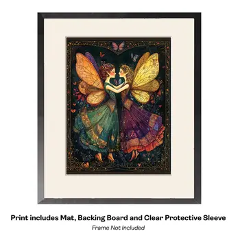 Fairy Besties - Fairies Wall Art Prints – 8″x10″ Artwork for 11″x14″ Frame