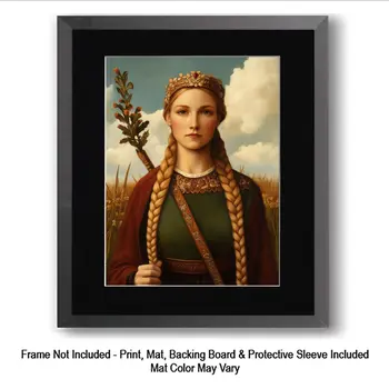 Portrait of Freya the Norse Goddess Art Print with Mat