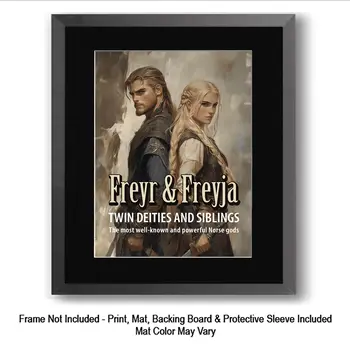 Twins Freya and Freyr Norse Deities Wall Art with Mat