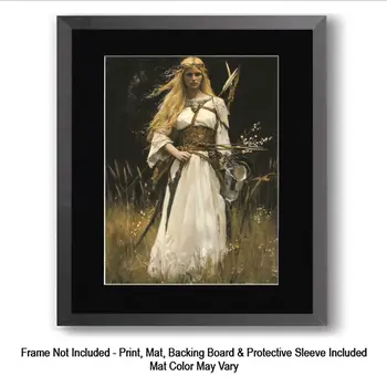 Freya in the Field Norse Goddess Art Print with Mat
