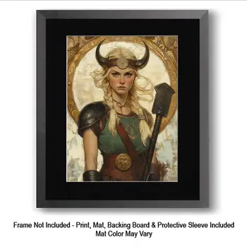 Freya the Conqueror Norse Goddess Art Print with Mat