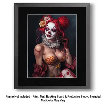 William the Intellectual Clown - Clown Low Brow Wall Art Prints - 8"x10" Art Print for 11"x14" Frame