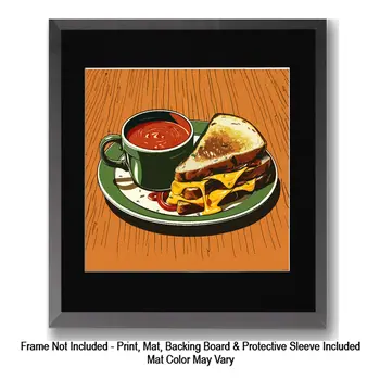 Grilled Cheese and Tomato Soup 8”x8” Art Print Bistro Collection