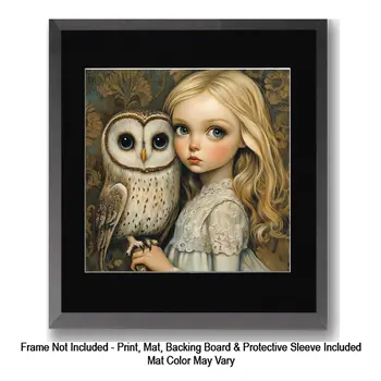 Girl with Siamese Cats: Big Eyes, Low Brow, High Brow Art Wall Prints 8"x10" for 11" x 14" Frames