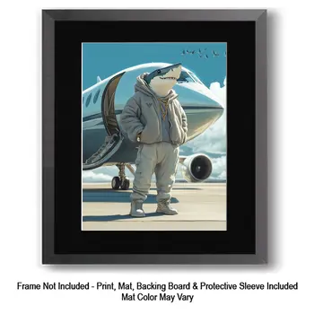 Jet Set Shark, Humor That Bites 8″x10″ Artwork in 11″x14″ Mat