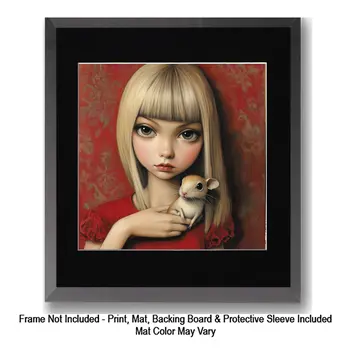 Girl with Siamese Cats: Big Eyes, Low Brow, High Brow Art Wall Prints 8"x10" for 11" x 14" Frames