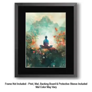 Mountain Meditation - Zen Art for Meditation Home Decor Wall Art Prints – 8″x10″ Artwork – 11″x14″ Matte