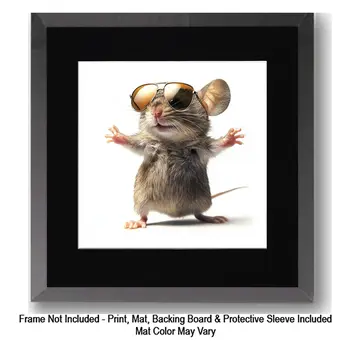 Mouse Wearing Sunglasses 8”x10” Art Print for an 11" x 14" Frame