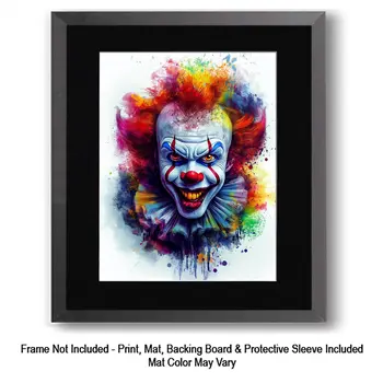 William the Intellectual Clown - Clown Low Brow Wall Art Prints - 8"x10" Art Print for 11"x14" Frame