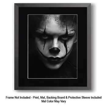 William the Intellectual Clown - Clown Low Brow Wall Art Prints - 8"x10" Art Print for 11"x14" Frame