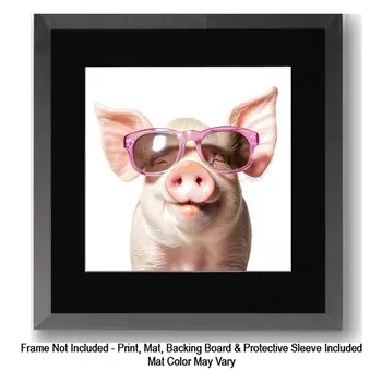 Rooster Wearing Sunglasses 8”x10” Art Print for an 11" x 14" Frame
