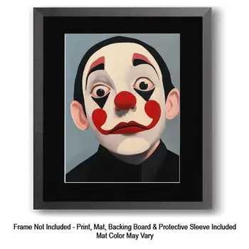 William the Intellectual Clown - Clown Low Brow Wall Art Prints - 8"x10" Art Print for 11"x14" Frame