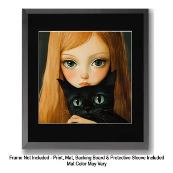 Girl with Siamese Cats: Big Eyes, Low Brow, High Brow Art Wall Prints 8"x10" for 11" x 14" Frames