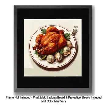 Roast Chicken 8”x8” Art Print Bistro Collection