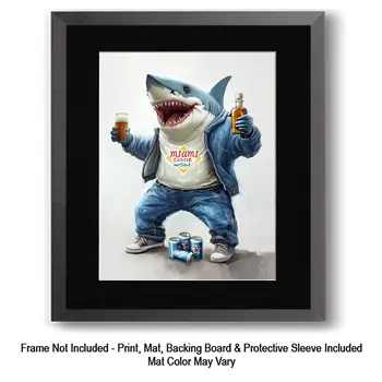 Jet Set Shark, Humor That Bites 8″x10″ Artwork in 11″x14″ Mat