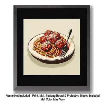 Spaghetti and Meatballs 8”x8” Art Print Bistro Collection