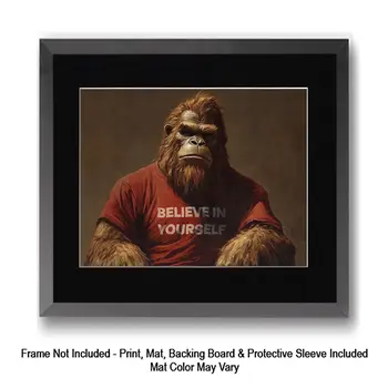 Bigfoot Angry with Tourists  - Bigfoot Art Prints – 8″x10″ Artwork in 11″x14″ Mat