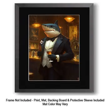 Jet Set Shark, Humor That Bites 8″x10″ Artwork in 11″x14″ Mat