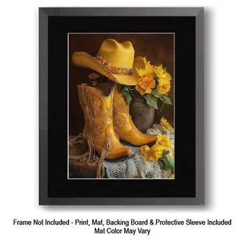 Yellow Cowgirl Still Life  – 8″x10″ Artwork in 11″x14″ Mat