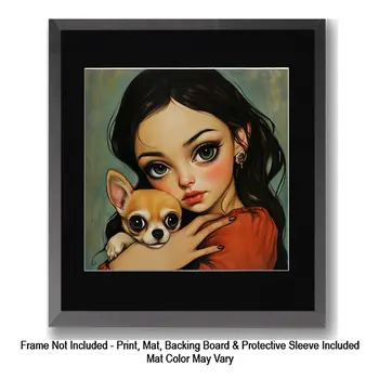 Girl with Siamese Cats: Big Eyes, Low Brow, High Brow Art Wall Prints 8"x10" for 11" x 14" Frames