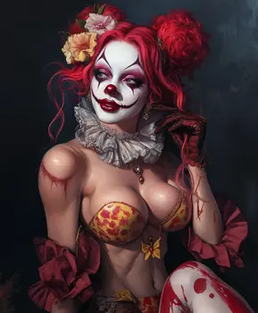 Gloria the Pin-Up Clown - Clown Low Brow Wall Art Prints - 8"x10" Art Print for 11"x14" Frame