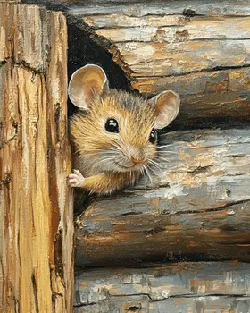 Lodge Mouse - Log Cabin Companions Wall Art Prints – 8″x10″ Artwork for 11″x14″ Frame