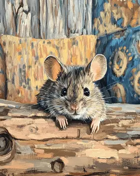 Mouse on the Cushions - Log Cabin Companions Wall Art Prints – 8″x10″ Artwork for 11″x14″ Frame