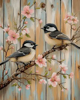 A Couple of Chickadees - Log Cabin Companions Wall Art Prints – 8″x10″ Artwork for 11″x14″ Frame