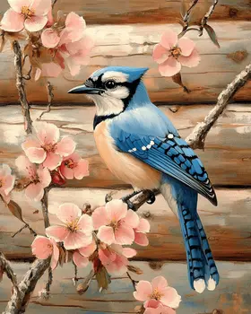 Blue Jay by Homestead - Log Cabin Companions Wall Art Prints – 8″x10″ Artwork for 11″x14″ Frame