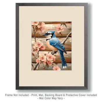 Blue Jay by Homestead - Log Cabin Companions Wall Art Prints – 8″x10″ Artwork for 11″x14″ Frame