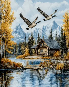 Canada Geese by Homestead - Log Cabin Companions Wall Art Prints – 8″x10″ Artwork for 11″x14″ Frame
