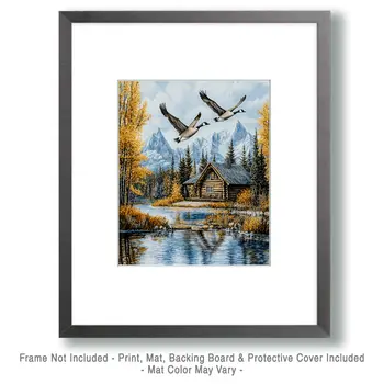 Canada Geese by Homestead - Log Cabin Companions Wall Art Prints – 8″x10″ Artwork for 11″x14″ Frame