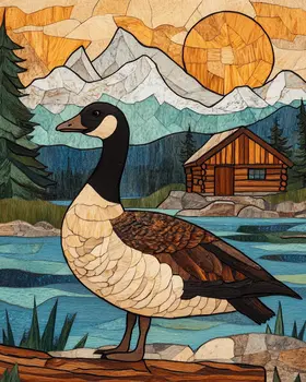 Folk Art Canada Goose by Homestead - Log Cabin Companions Wall Art Prints – 8″x10″ Artwork for 11″x14″ Frame