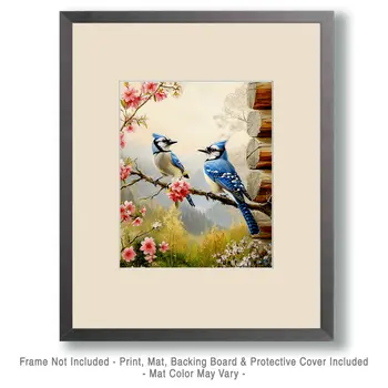 Blue Jays by Homestead - Log Cabin Companions Wall Art Prints – 8″x10″ Artwork for 11″x14″ Frame