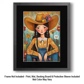 Cowgirl Country Star - Cowgirl Western Art Prints  8"x8" Artwork for 12"x12"  Frame