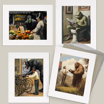 The Frankenstein's Shopping - Monster Art Prints – 8″x10″ Artwork for 11″x14″ Frame