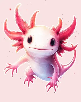 Cute Axolotl Wall Art Prints - 8"x10" Art Print for 11"x14" Frame