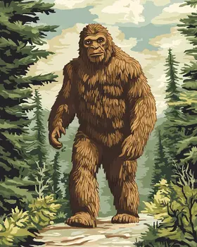 Bigfoot Lithograph - Bigfoot Folk Art Prints – 8″x10″ Artwork in 11″x14″ Mat
