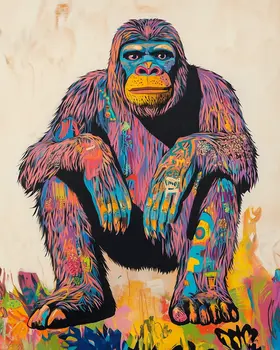 Bigfoot Maori Art - Bigfoot Folk Art Prints – 8″x10″ Artwork in 11″x14″ Mat