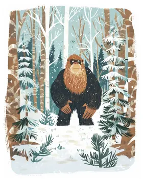 Bigfoot Wood Block Print - Bigfoot Folk Art Prints – 8″x10″ Artwork in 11″x14″ Mat
