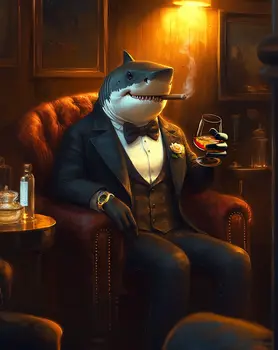 Cigar Shark – Humor That Bites 8″x10″ Artwork in 11″x14″ Mat