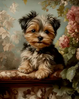 Yorkshire Terrier Puppy - Pet Dog Still Life Wall Art Prints – 8″x10″ Artwork for 11″x14″ Frame