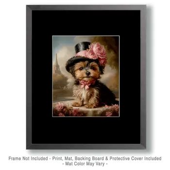 Yorkshire Terrier in Paris - Pet Dog Still Life Wall Art Prints – 8″x10″ Artwork for 11″x14″ Frame